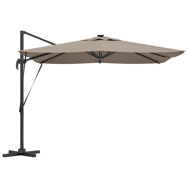 Grote foto vidaxl cantilever roma parasol met led in taupe 286x285x270 cm van aluminium tuin en terras overige tuin en terras