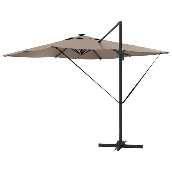 Grote foto vidaxl cantilever roma parasol met led in taupe 286x285x270 cm van aluminium tuin en terras overige tuin en terras