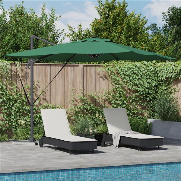 Grote foto vidaxl cantilever roma parasol met led groen 286x285x270 cm van aluminium tuin en terras overige tuin en terras