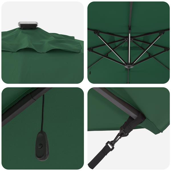 Grote foto vidaxl cantilever roma parasol met led groen 286x285x270 cm van aluminium tuin en terras overige tuin en terras