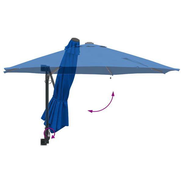 Grote foto vidaxl wandparasol met led azure blauw 248 cm tuin en terras overige tuin en terras