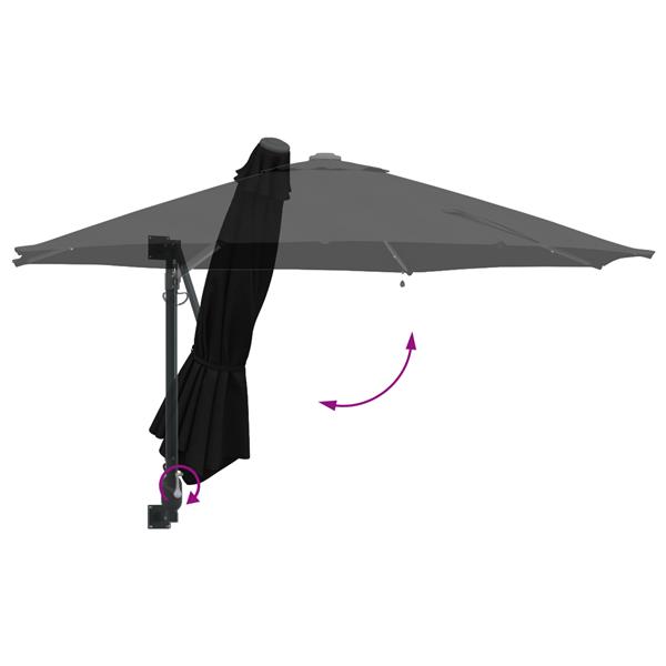 Grote foto vidaxl wandparasol met led zwart 248 cm tuin en terras overige tuin en terras