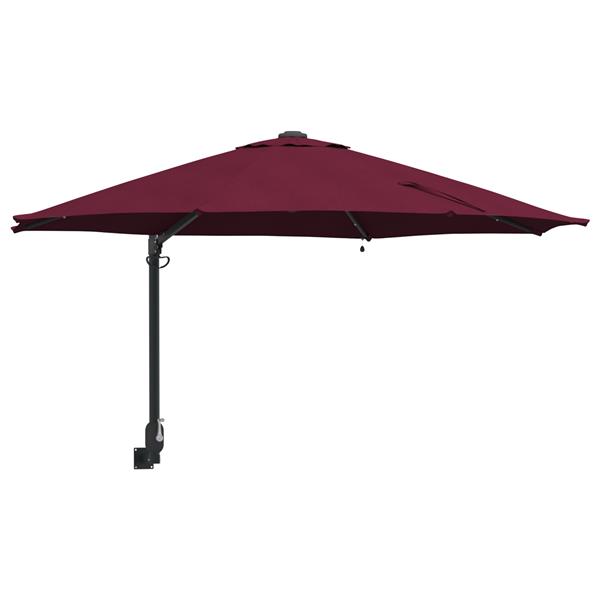 Grote foto vidaxl wandparasol met led bordeaux rood 248 cm tuin en terras overige tuin en terras