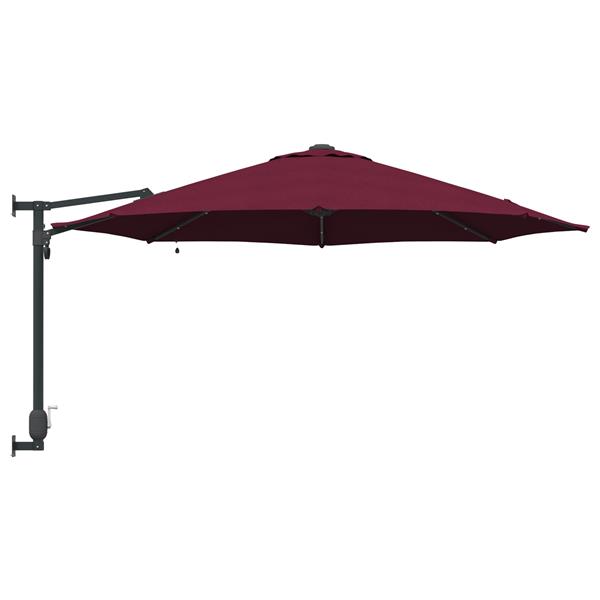 Grote foto vidaxl wandparasol met led bordeaux rood 248 cm tuin en terras overige tuin en terras