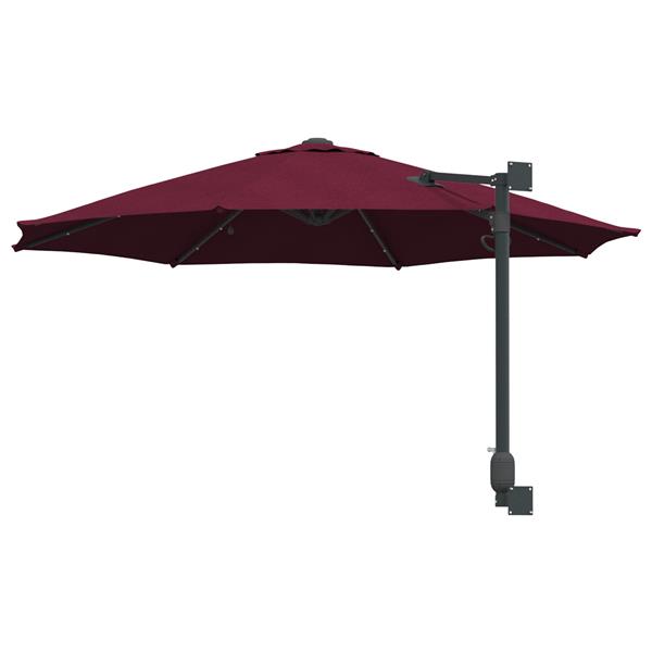 Grote foto vidaxl wandparasol met led bordeaux rood 248 cm tuin en terras overige tuin en terras