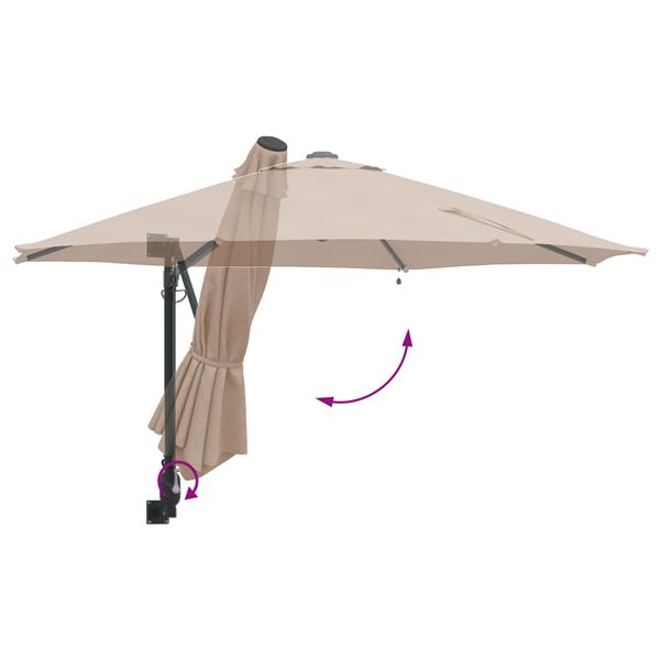 Grote foto vidaxl wandparasol met led in taupe 248 cm tuin en terras overige tuin en terras