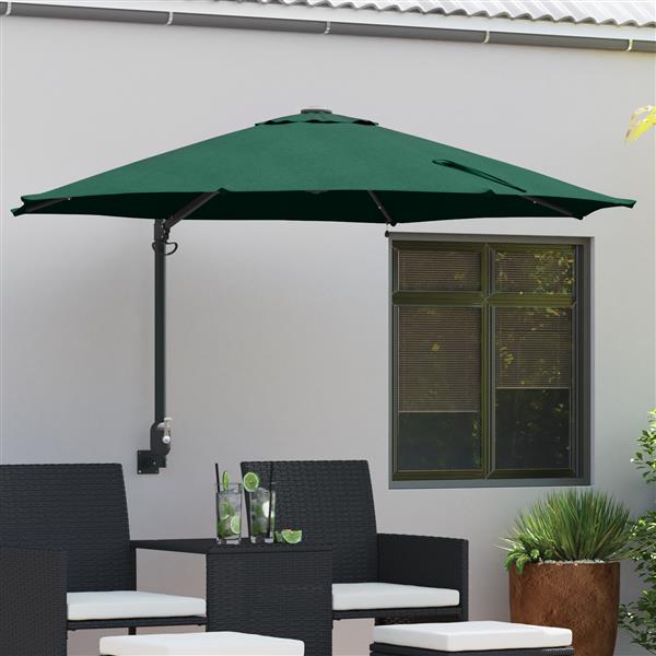 Grote foto vidaxl wandparasol met led groen 248 cm tuin en terras overige tuin en terras