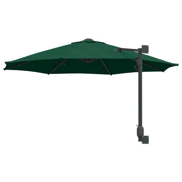 Grote foto vidaxl wandparasol met led groen 248 cm tuin en terras overige tuin en terras