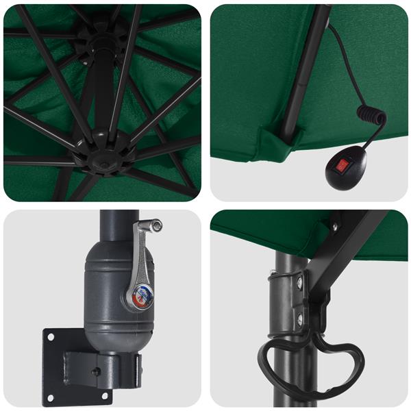 Grote foto vidaxl wandparasol met led groen 248 cm tuin en terras overige tuin en terras