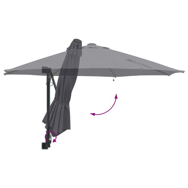 Grote foto vidaxl wandparasol met led antraciet 248 cm tuin en terras overige tuin en terras