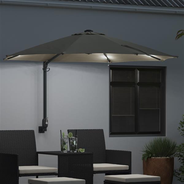 Grote foto vidaxl hangende tuinparasol met led zandkleur 248 cm tuin en terras overige tuin en terras