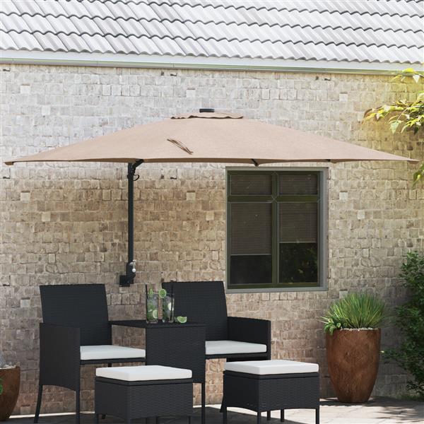Grote foto vidaxl wandgemonteerd tuinzonnescherm taupe 247 cm tuin en terras overige tuin en terras