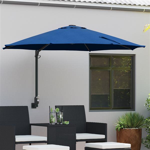 Grote foto vidaxl wandgemonteerde tuinparasol azuurblauw 250 cm tuin en terras overige tuin en terras