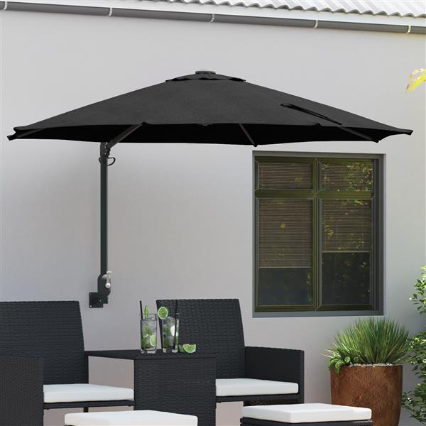 Grote foto vidaxl wandparasol zwart 250 cm tuin en terras overige tuin en terras