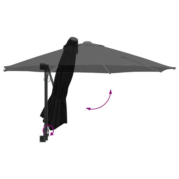 Grote foto vidaxl wandparasol zwart 250 cm tuin en terras overige tuin en terras