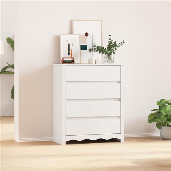 Grote foto vidaxl ladekast drammen 76 5x40x91 cm massief grenenhout wit kinderen en baby complete kinderkamers