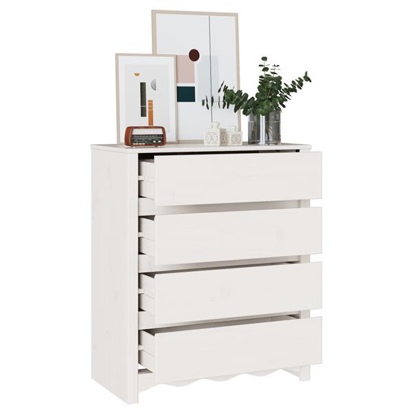 Grote foto vidaxl ladekast drammen 76 5x40x91 cm massief grenenhout wit kinderen en baby complete kinderkamers