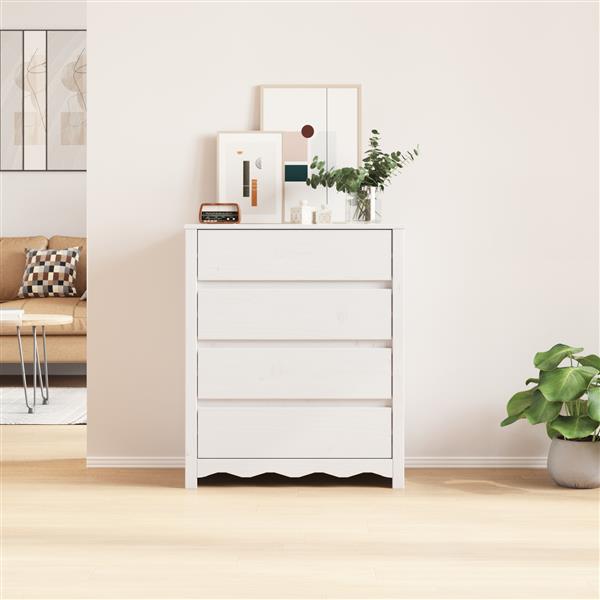 Grote foto vidaxl ladekast drammen 76 5x40x91 cm massief grenenhout wit kinderen en baby complete kinderkamers