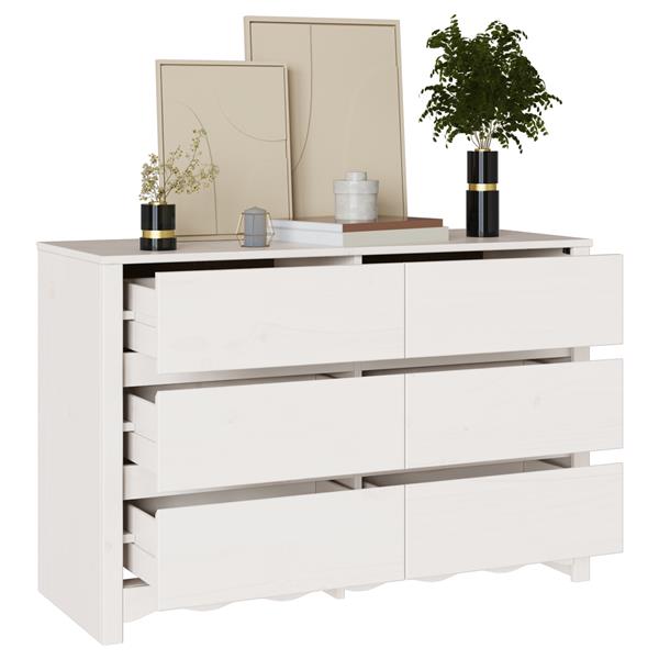 Grote foto vidaxl ladekast drammen 111x43x73 5 cm massief grenenhout wit kinderen en baby complete kinderkamers