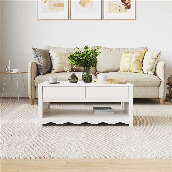 Grote foto vidaxl salontafel drammen 99x55x45 cm massief grenenhout wit huis en inrichting eettafels