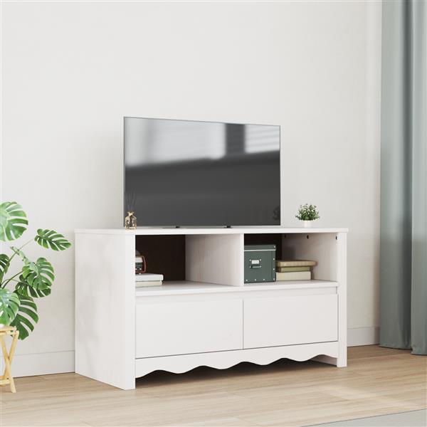 Grote foto vidaxl tv meubel drammen 99x43x55 cm massief grenenhout wit huis en inrichting overige