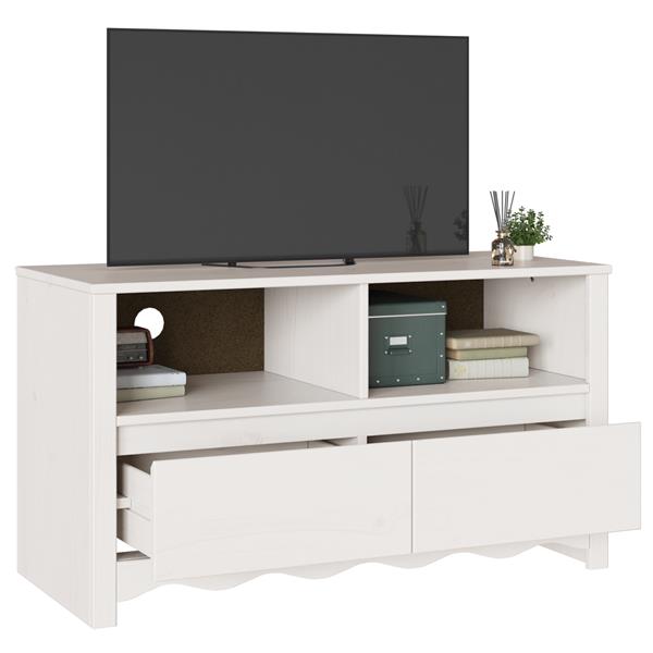 Grote foto vidaxl tv meubel drammen 99x43x55 cm massief grenenhout wit huis en inrichting overige