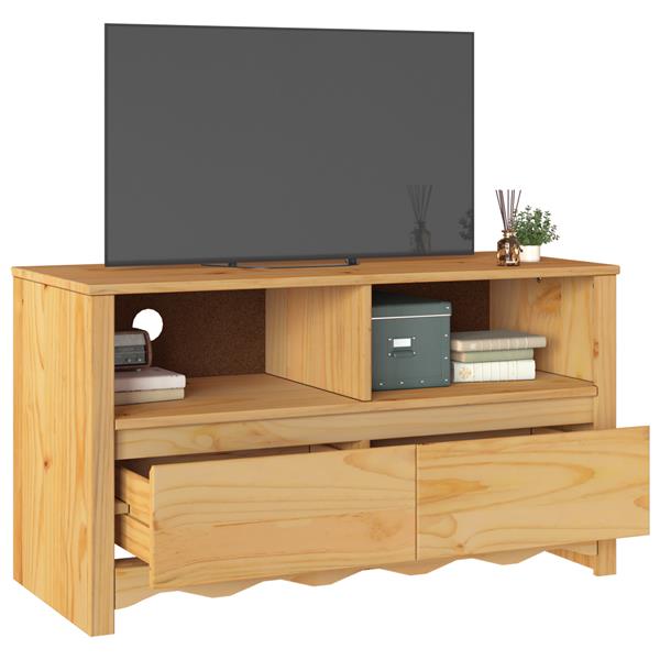 Grote foto vidaxl tv meubel drammen 99x43x55 cm massief grenenhout huis en inrichting overige