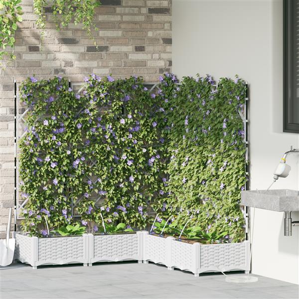 Grote foto vidaxl plantenbakken 5 st met waterirrigatiesysteem wit tuin en terras overige tuin en terras
