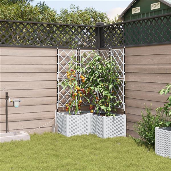 Grote foto vidaxl plantenbakken 3 st met waterirrigatiesysteem wit tuin en terras overige tuin en terras
