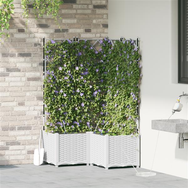 Grote foto vidaxl plantenbakken 3 st met waterirrigatiesysteem wit tuin en terras overige tuin en terras