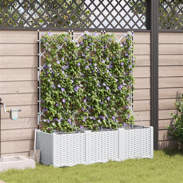 Grote foto vidaxl plantenbakken 3 st met waterirrigatiesysteem wit tuin en terras overige tuin en terras