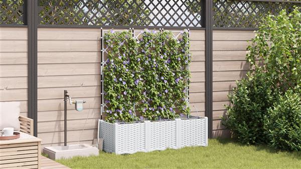 Grote foto vidaxl plantenbakken 3 st met waterirrigatiesysteem wit tuin en terras overige tuin en terras