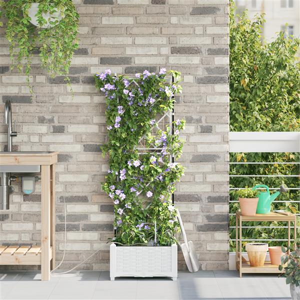 Grote foto vidaxl plantenbak met waterirrigatiesysteem wit tuin en terras overige tuin en terras