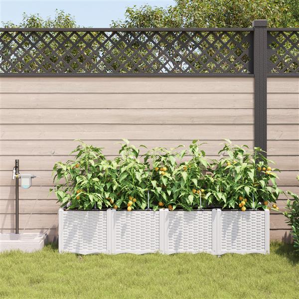 Grote foto vidaxl plantenbakken 4 st met waterirrigatiesysteem wit tuin en terras overige tuin en terras