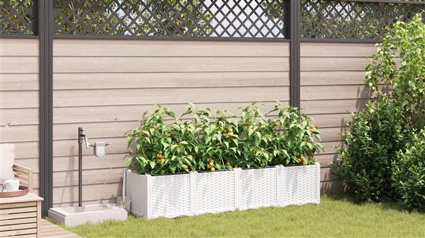 Grote foto vidaxl plantenbakken 4 st met waterirrigatiesysteem wit tuin en terras overige tuin en terras