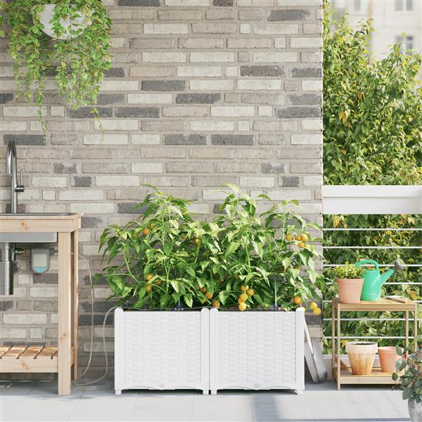 Grote foto vidaxl plantenbakken 2 st met waterirrigatiesysteem wit tuin en terras overige tuin en terras