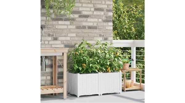 Grote foto vidaxl plantenbakken 2 st met waterirrigatiesysteem wit tuin en terras overige tuin en terras