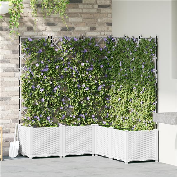 Grote foto vidaxl plantenbakken 5 st met latwerk 120x120x143 cm wit tuin en terras overige tuin en terras