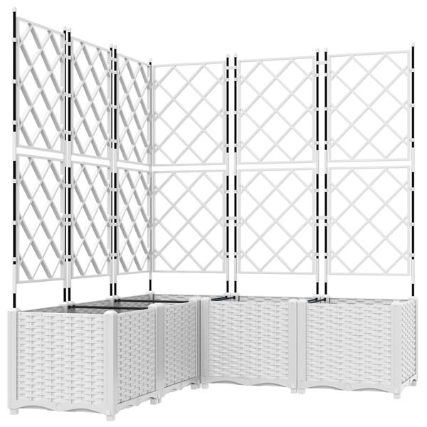 Grote foto vidaxl plantenbakken 5 st met latwerk 120x120x143 cm wit tuin en terras overige tuin en terras