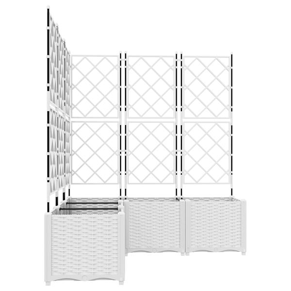 Grote foto vidaxl plantenbakken 5 st met latwerk 120x120x143 cm wit tuin en terras overige tuin en terras