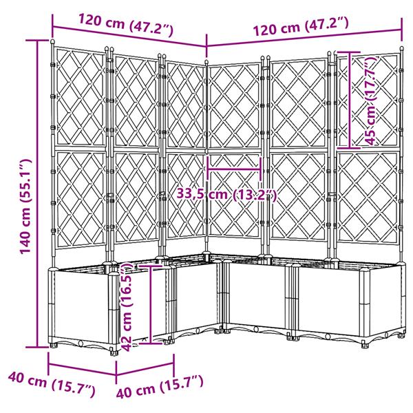 Grote foto vidaxl plantenbakken 5 st met latwerk 120x120x143 cm wit tuin en terras overige tuin en terras