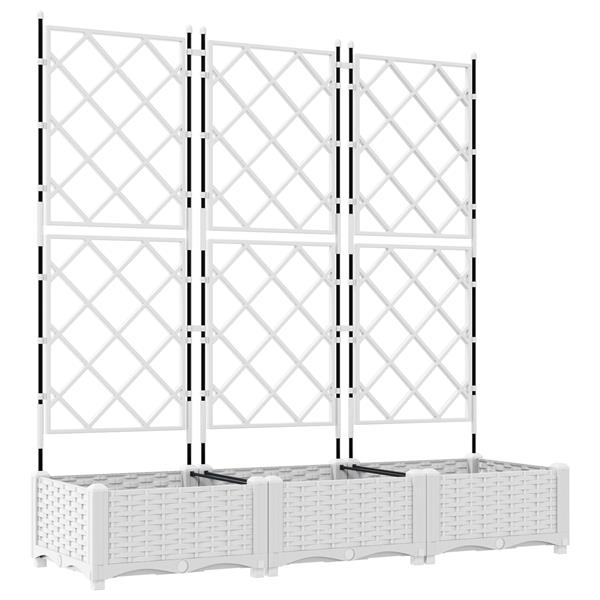 Grote foto vidaxl plantenbakken 3 st met latwerk 120x40x125 5 cm wit tuin en terras overige tuin en terras