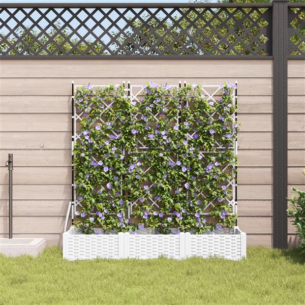 Grote foto vidaxl plantenbakken 3 st met latwerk 120x40x125 5 cm wit tuin en terras overige tuin en terras