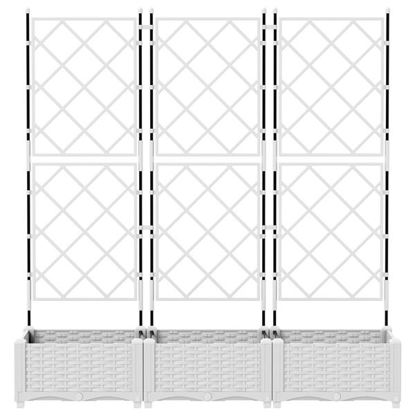 Grote foto vidaxl plantenbakken 3 st met latwerk 120x40x125 5 cm wit tuin en terras overige tuin en terras
