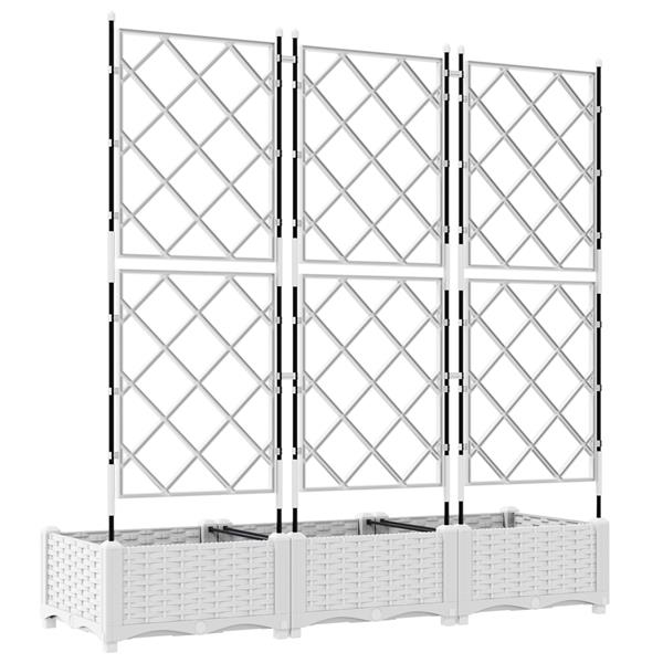Grote foto vidaxl plantenbakken 3 st met latwerk 120x40x125 5 cm wit tuin en terras overige tuin en terras