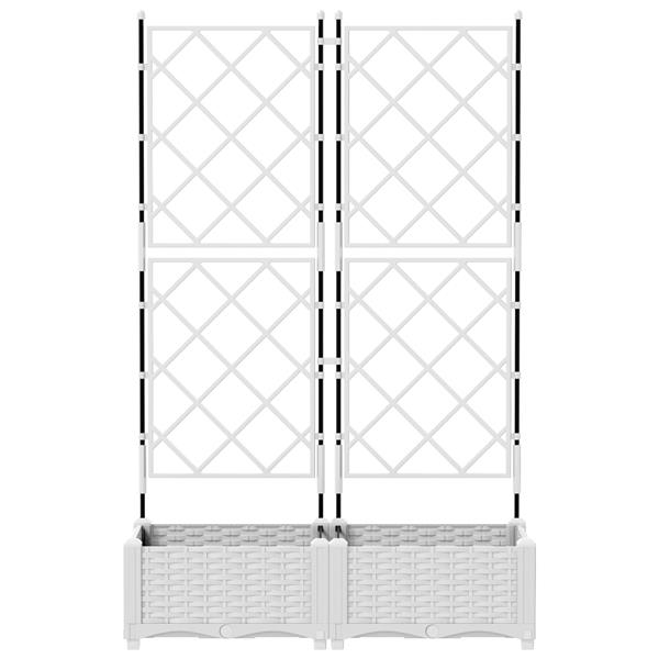 Grote foto vidaxl plantenbakken 2 st met latwerk 80x40x125 5 cm wit tuin en terras overige tuin en terras