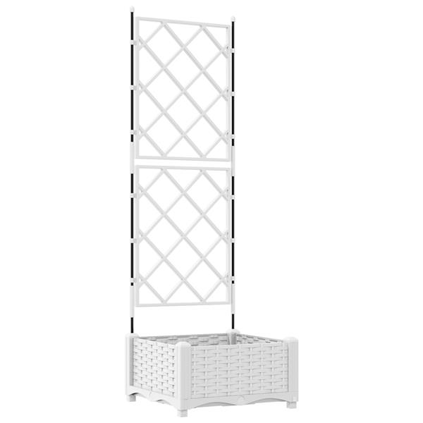 Grote foto vidaxl plantenbak met latwerk 40x40x125 5 cm wit tuin en terras overige tuin en terras