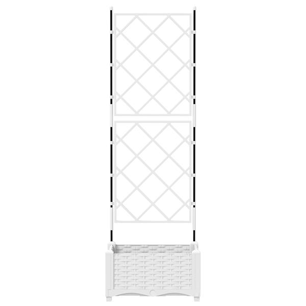 Grote foto vidaxl plantenbak met latwerk 40x40x125 5 cm wit tuin en terras overige tuin en terras