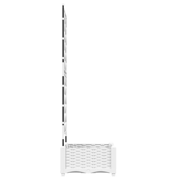 Grote foto vidaxl plantenbak met latwerk 40x40x125 5 cm wit tuin en terras overige tuin en terras