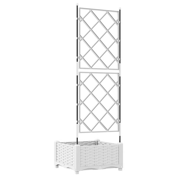 Grote foto vidaxl plantenbak met latwerk 40x40x125 5 cm wit tuin en terras overige tuin en terras